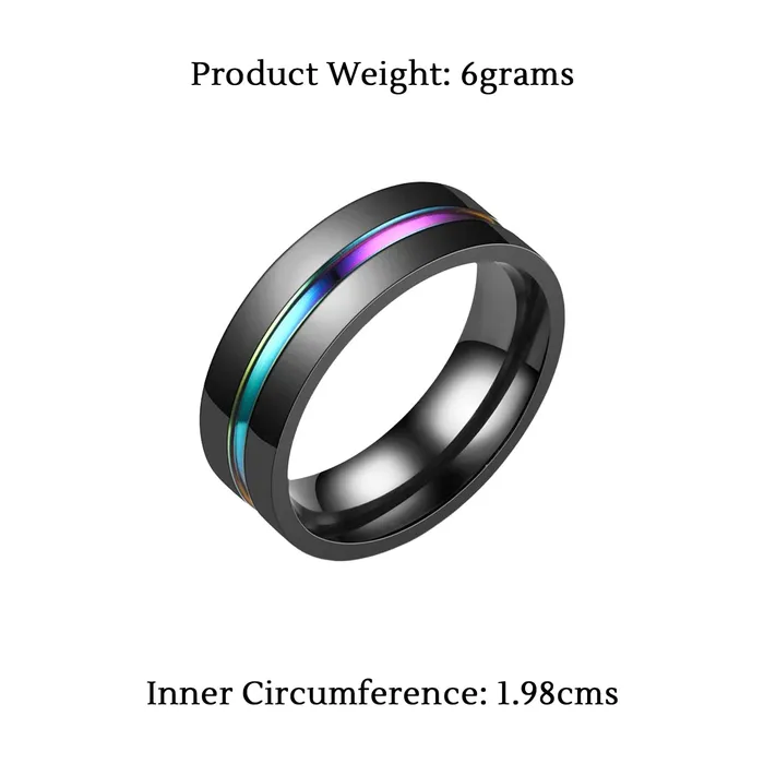 Yellow Chimes Yellow Chimes Black Rings For Men Pack of 1 Stainless Steel Men Ring Grooved Center Design Black Finger Ring for Boys Ideal Gift For Men and Boys Earrings
