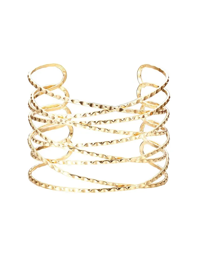 Yellow Chimes Yellow Chimes Bracelet for Women and Girls Fashion Golden Cuff Kadaa Bracelets for Women Multi Strand Arm Cuff Armlet Gold Plated Hand Cuff Kadaa Bracelet for Women Necklaces