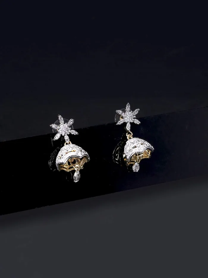 Yellow Chimes Yellow Chimes Classic ADAmerican Diamond Studded 18k Gold Plated Designer Floral JhumkaJhumki Earrings for Women Girls Necklaces