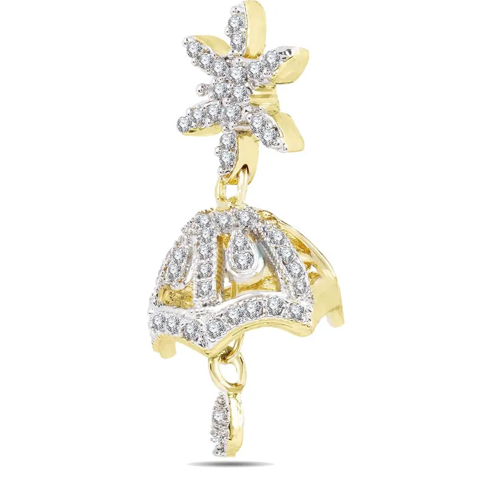 Yellow Chimes Yellow Chimes Classic ADAmerican Diamond Studded 18k Gold Plated Designer Floral JhumkaJhumki Earrings for Women Girls Necklaces
