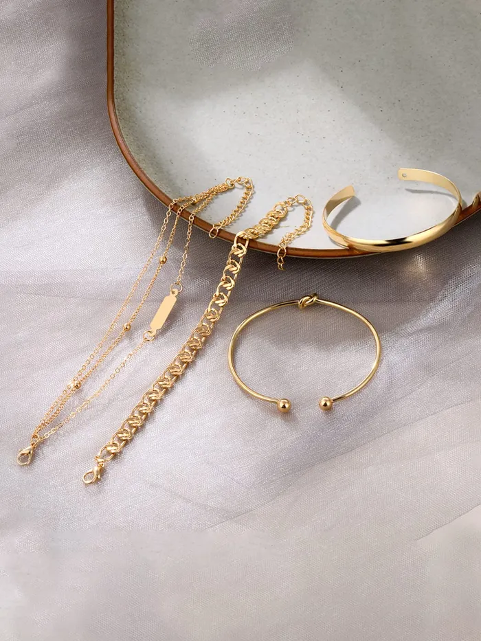 Yellow Chimes Yellow Chimes Combo Bracelets for Women 5 Pcs Gold Plated Combo Multilayered Chain Bracelet Set For Women and Girls Bracelets