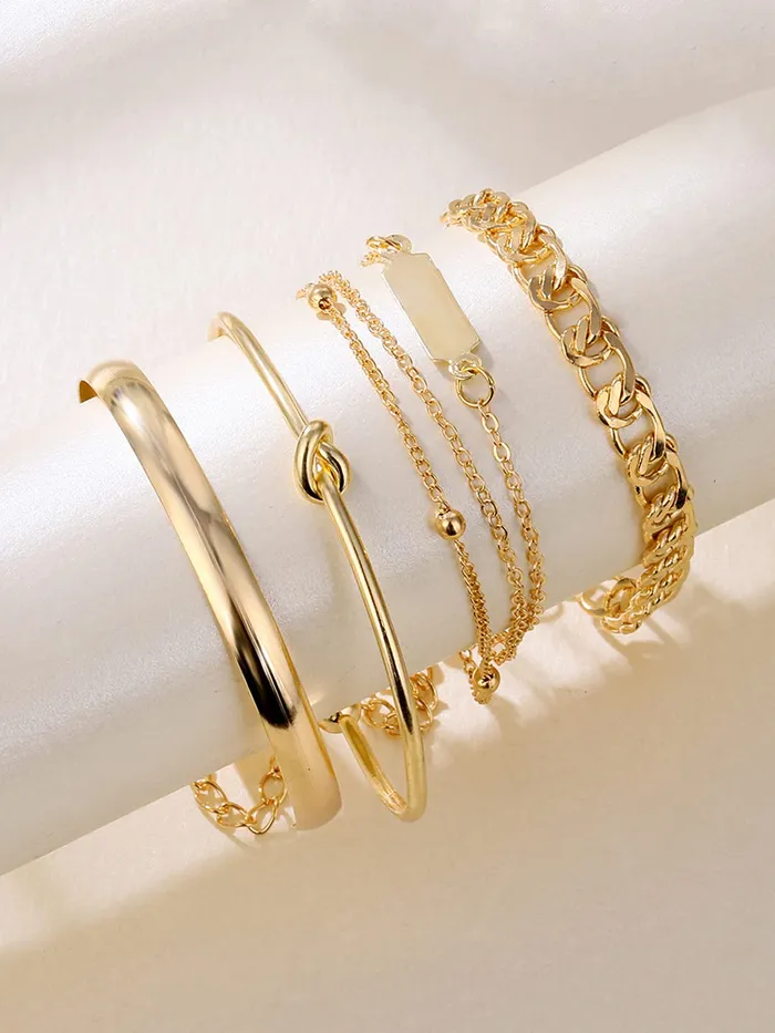 Yellow Chimes Yellow Chimes Combo Bracelets for Women 5 Pcs Gold Plated Combo Multilayered Chain Bracelet Set For Women and Girls Bracelets
