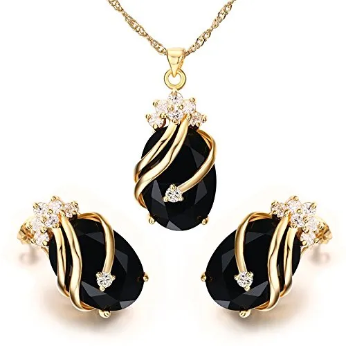 Yellow Chimes YELLOW CHIMES Crown Drop Black Gold Plated Pendant Set for Girls and Women Necklaces Yellow Chimes YELLOW CHIMES Crown Drop Black Gold Plated Pendant Set for Girls and Women Necklaces