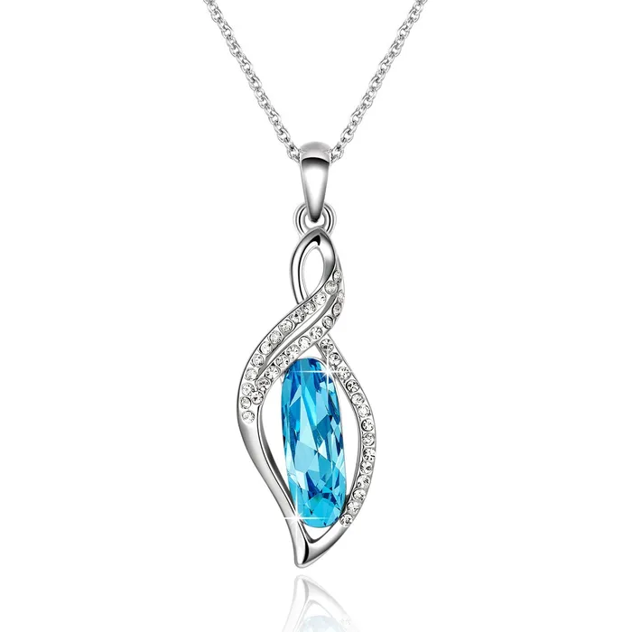Yellow Chimes Yellow Chimes Crystals from Swarovski Denim Blue Designer Pendant for Women Earrings
