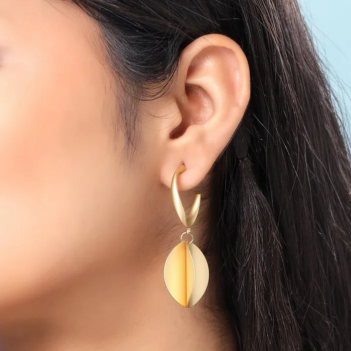 Yellow Chimes Yellow Chimes Earrings for Women and Girls Fashion Golden Hoop Earrings for women Gold Plated Dual Layered Disc Drop Hoop Earrings Birthday Gift for Girls and Women Anniversary Gift for Wife Rings