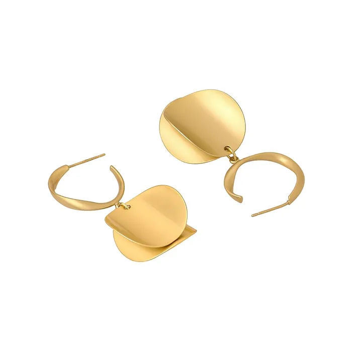 Yellow Chimes Yellow Chimes Earrings for Women and Girls Fashion Golden Hoop Earrings for women Gold Plated Dual Layered Disc Drop Hoop Earrings Birthday Gift for Girls and Women Anniversary Gift for Wife Rings