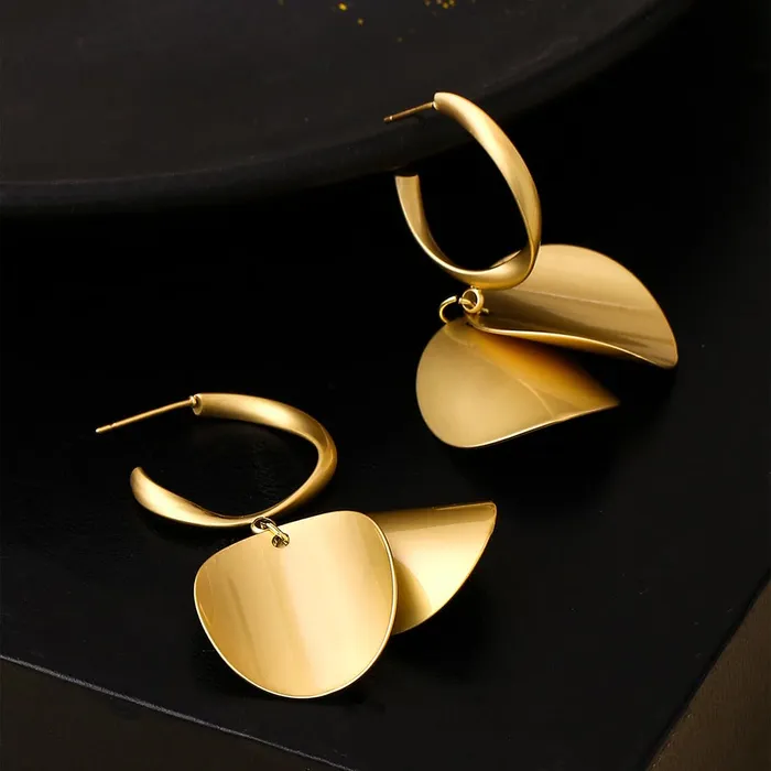 Yellow Chimes Yellow Chimes Earrings for Women and Girls Fashion Golden Hoop Earrings for women Gold Plated Dual Layered Disc Drop Hoop Earrings Birthday Gift for Girls and Women Anniversary Gift for Wife Rings