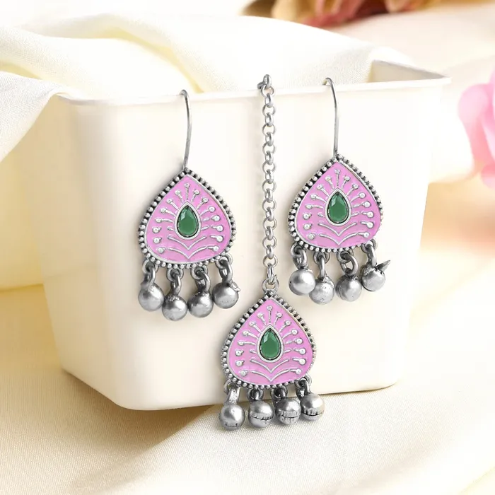 Yellow Chimes Yellow Chimes Earrings for Women and Girls Silver Oxidised Earrings Silver Oxidised Earrings Ring Combo Birthday Gift For girls and women Anniversary Gift for Wife Necklaces