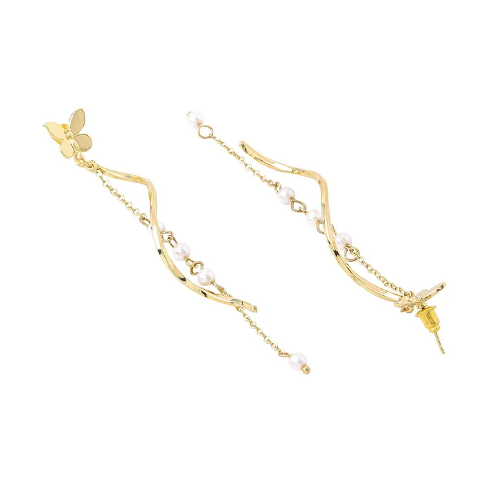 Yellow Chimes Yellow Chimes Earrings For Women Gold Tone Butterfly Shape Stud Twist Wire Drop Dangle Earrings For Women and Girls Rings