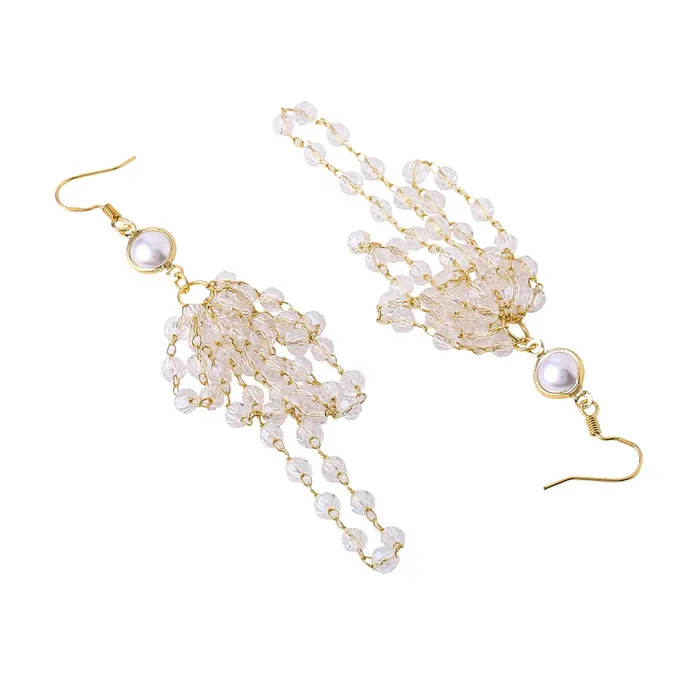 Yellow Chimes Yellow Chimes Earrings For Women Gold Tone Sparkling Crystal Studded Hanging Tassel Dangler Earrings For Women and Girls Earrings