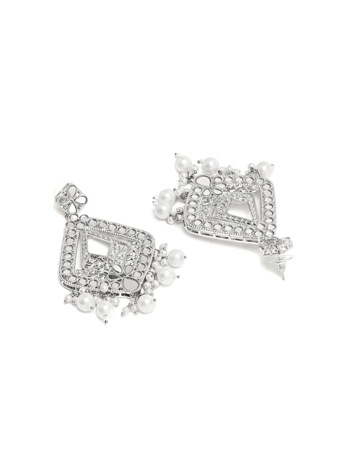 Yellow Chimes Yellow Chimes Earrings for Women Silver Oxidised Beads Drop Jhumka Earrings for Women and Girls Rings