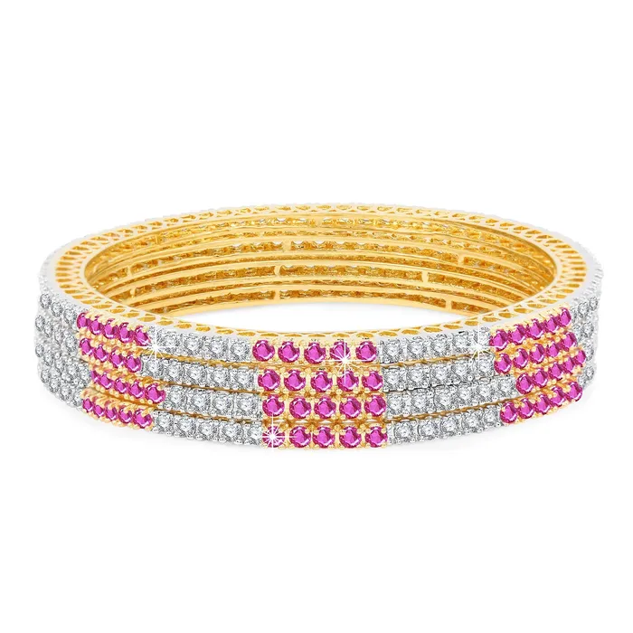 Yellow Chimes Yellow Chimes Elegant Pink ADAmerican Diamond Studded 18k Gold Plated Classic 4 PCs Handcrafted Bangles Set for Women Girls 28 Necklaces Yellow Chimes Yellow Chimes Elegant Pink ADAmerican Diamond Studded 18k Gold Plated Classic 4 PCs Handcrafted Bangles Set for Women Girls 28 Necklaces
