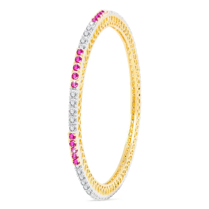Yellow Chimes Yellow Chimes Elegant Pink ADAmerican Diamond Studded 18k Gold Plated Classic 4 PCs Handcrafted Bangles Set for Women Girls 28 Necklaces