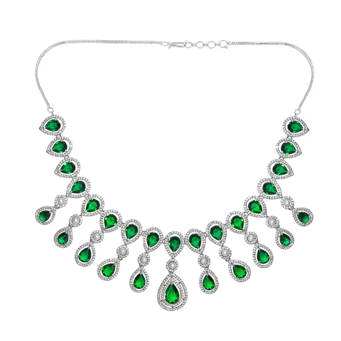 Yellow Chimes Yellow Chimes Jewellery Set for Women American Diamond Bridal Wedding Multicolor AD Jewellery Necklace with Earring Set for Women and Girls Style 7 Earrings