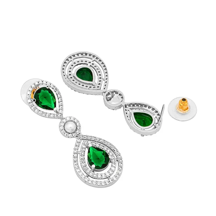 Yellow Chimes Yellow Chimes Jewellery Set for Women American Diamond Bridal Wedding Multicolor AD Jewellery Necklace with Earring Set for Women and Girls Style 7 Earrings