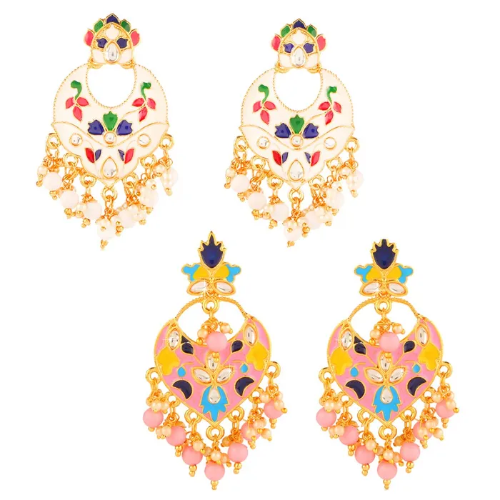 Yellow Chimes Yellow Chimes Meenakari Earrings for Women Combo 2 Pairs Multicolor Meenakari Chandbali Earrings for Women and Girls Necklaces Yellow Chimes Yellow Chimes Meenakari Earrings for Women Combo 2 Pairs Multicolor Meenakari Chandbali Earrings for Women and Girls Necklaces