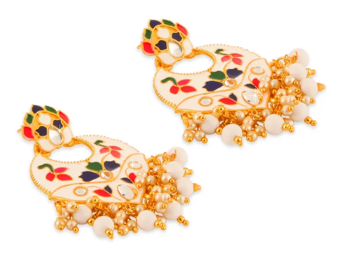 Yellow Chimes Yellow Chimes Meenakari Earrings for Women Combo 2 Pairs Multicolor Meenakari Chandbali Earrings for Women and Girls Necklaces
