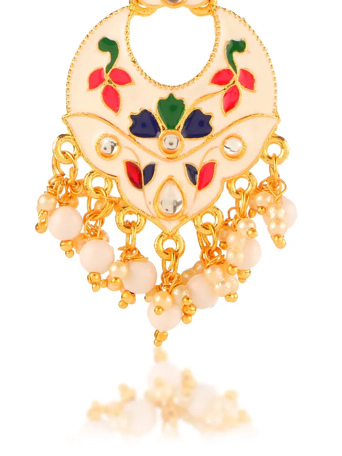Yellow Chimes Yellow Chimes Meenakari Earrings for Women Combo 2 Pairs Multicolor Meenakari Chandbali Earrings for Women and Girls Necklaces
