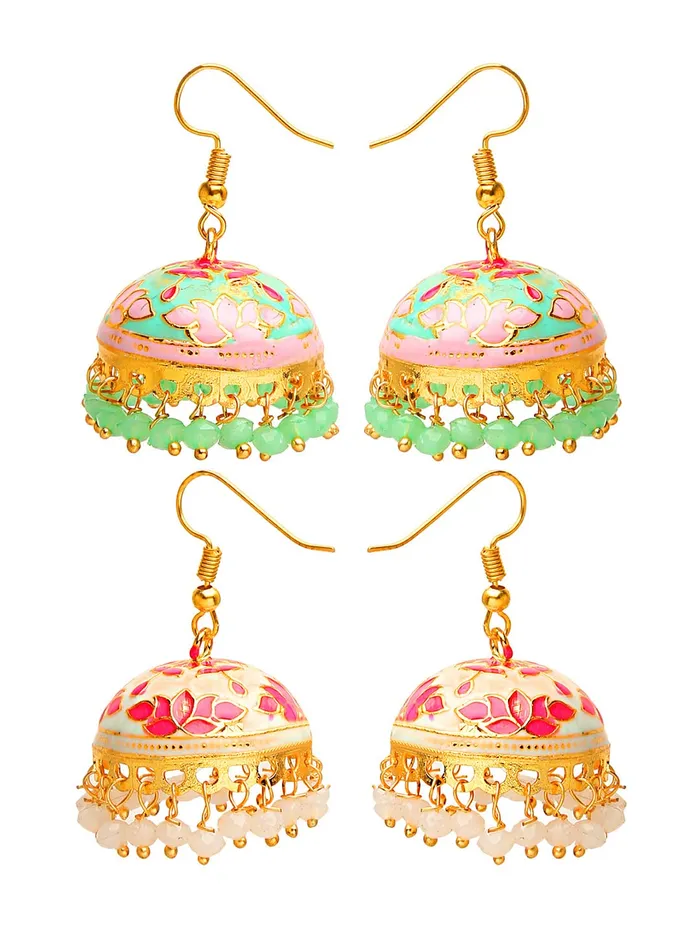 Yellow Chimes Yellow Chimes Meenakari Earrings for women Handcrafted Meenakari Combo 2 Pairs Traditional JhumkaJhumki Earrings for Women and Girls MNKR 15 Earrings Yellow Chimes Yellow Chimes Meenakari Earrings for women Handcrafted Meenakari Combo 2 Pairs Traditional JhumkaJhumki Earrings for Women and Girls MNKR 15 Earrings