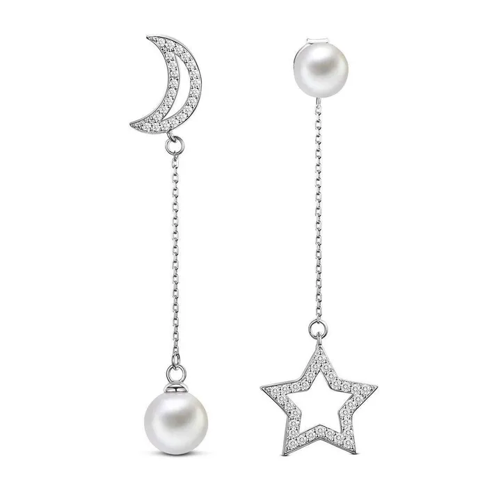 Yellow Chimes Yellow Chimes Moon and Star Silver Drop Earring for Women Girls Earrings Yellow Chimes Yellow Chimes Moon and Star Silver Drop Earring for Women Girls Earrings