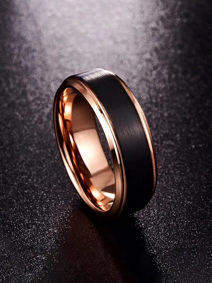 Yellow Chimes Yellow Chimes Ring For Men Black Bands Rings Platinum Plated Titanium Steel Never Fading Ring For Men and Boys Earrings
