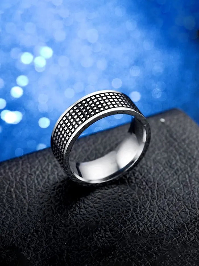 Yellow Chimes Yellow Chimes Ring For Men Black Bands Rings Platinum Plated Titanium Steel Never Fading Ring For Men and Boys Necklaces