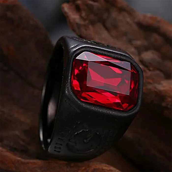 Yellow Chimes Yellow Chimes Rings For Men And Boys Black Red Crystal Ring For Men Round Shaped Mens Ring Stainless Steel Rings For Men Birthday Gift Anniversary Gift For Husband Size 10 Necklaces