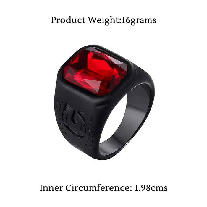 Yellow Chimes Yellow Chimes Rings For Men And Boys Black Red Crystal Ring For Men Round Shaped Mens Ring Stainless Steel Rings For Men Birthday Gift Anniversary Gift For Husband Size 10 Necklaces