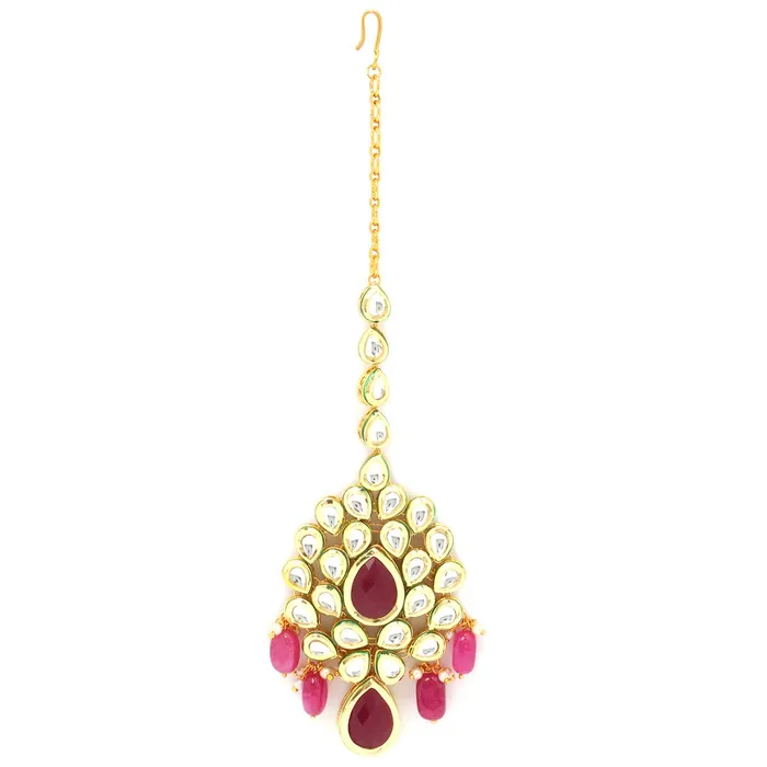 Yellow Chimes Yellow Chimes Traditional Gold Plated Kundan Studded Pink Moti Designer Ethnic Maang Tikka for Women and Girls Necklaces Yellow Chimes Yellow Chimes Traditional Gold Plated Kundan Studded Pink Moti Designer Ethnic Maang Tikka for Women and Girls Necklaces