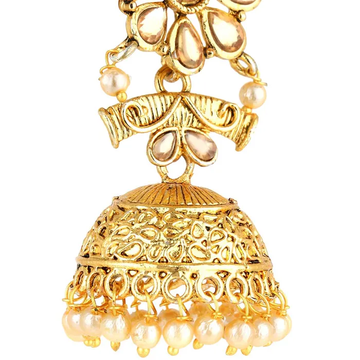 Yellow Chimes Yellow Chimes Traditional Pearl Drops Kundan Jadau Jhumka Earrings for Women and Girls Rings