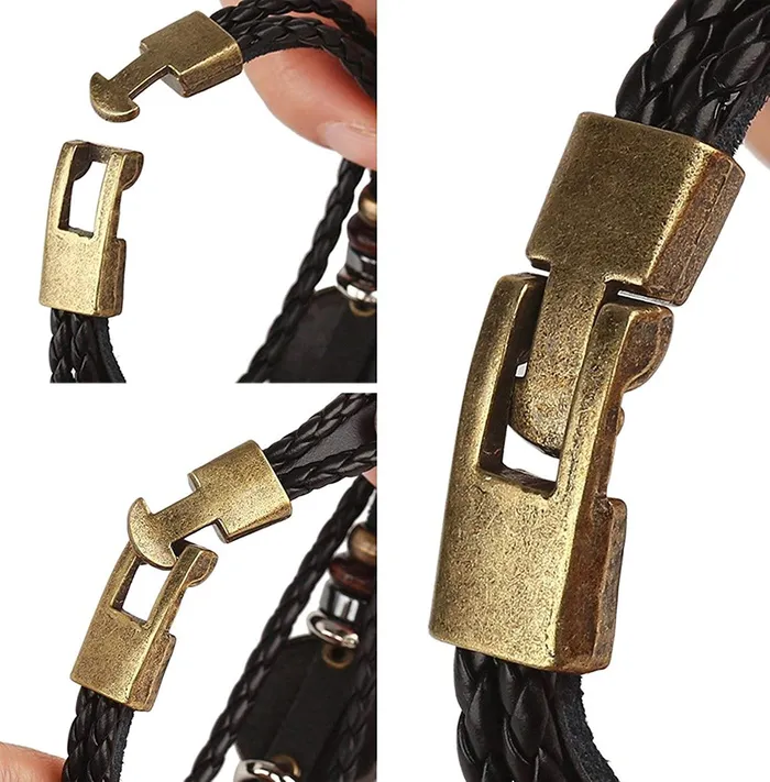 Yellow Chimes Zodiac Sign Constellation Handmade Brown Leather Bracelet For Men and WomenUnisex Capricorn Yellow Chimes Earrings