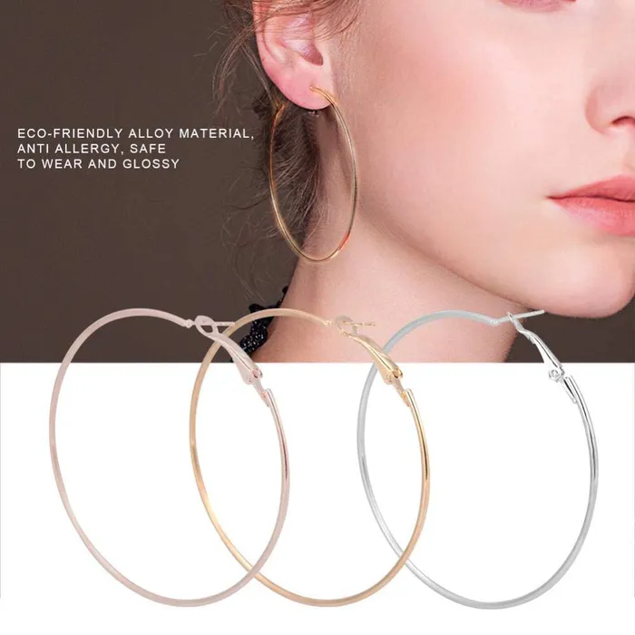 Yellow ChimesCombo of Designer Leafs Alloy Drop and 3 Pairs Big Silver Gold Rose Gold Stainless Steel Hoop Earrings for Women Girls Yellow Chimes Earrings