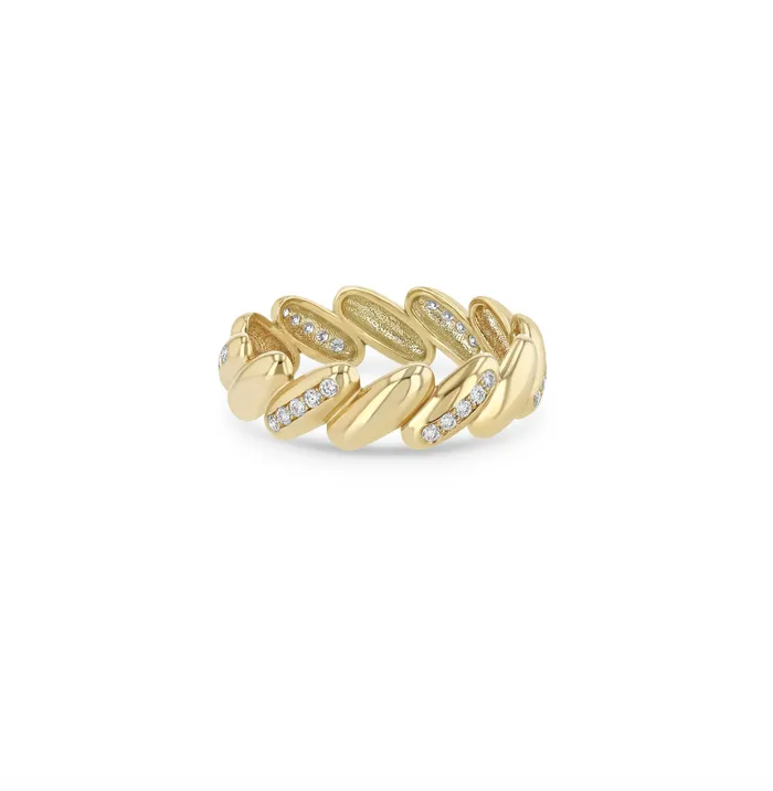 Zo Chicco Rings 14K GOLD SAN MARCO SOLID ETERNITY RING WITH ALTERNATING PLAIN AND PAV DIAMONDS